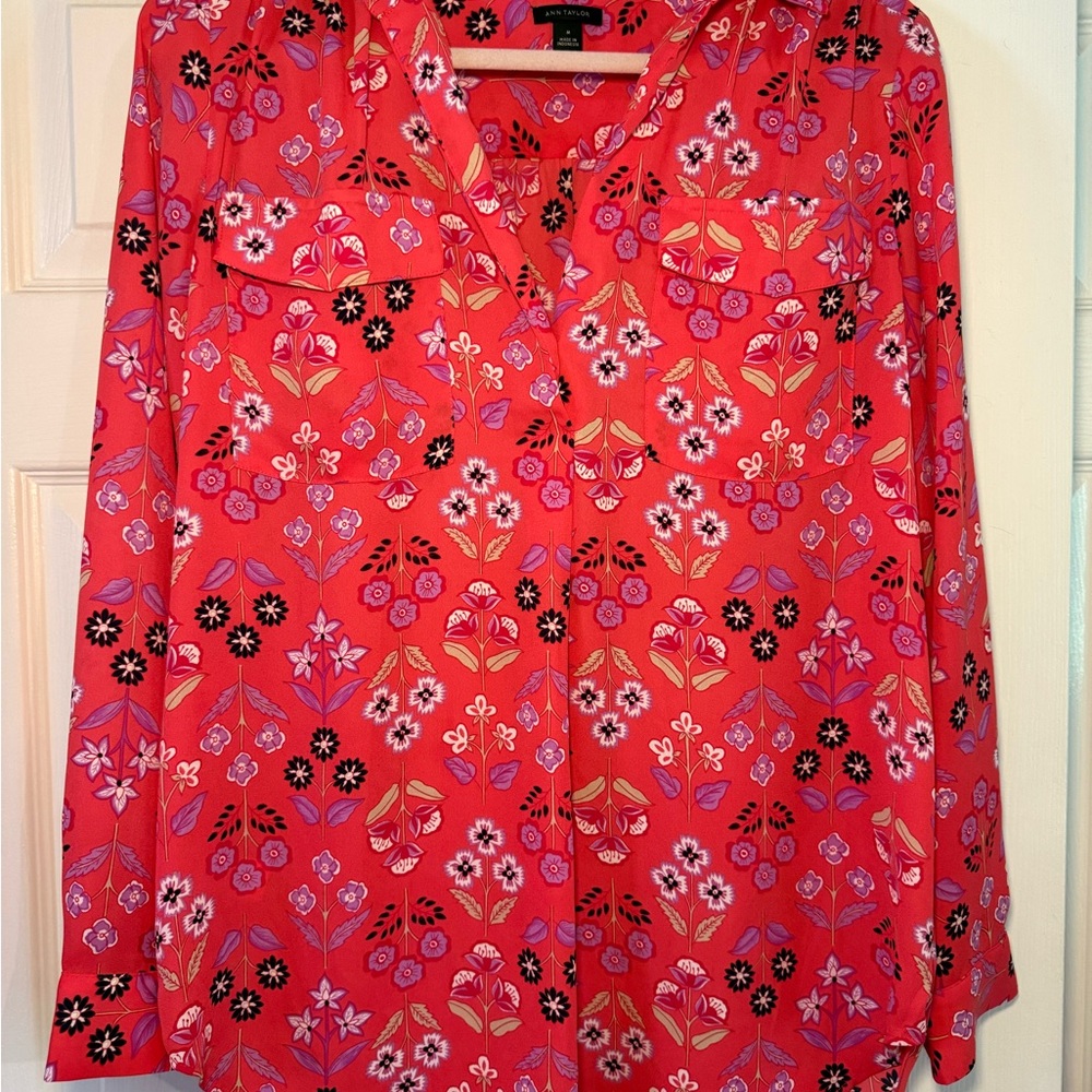 Anne Taylor Pink Floral Blouse